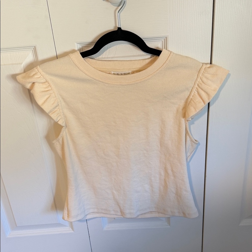 Free the Roses Cream Ruffle Sleeve Tee